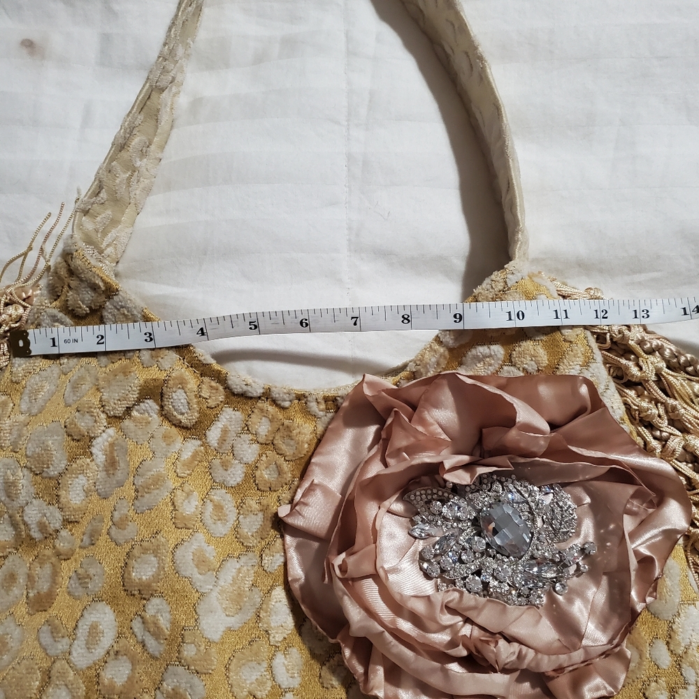 Keep It Gypsy Gold Textured Shoulder Bag with Elegant Swarovski Crystals - Picture 8 of 11